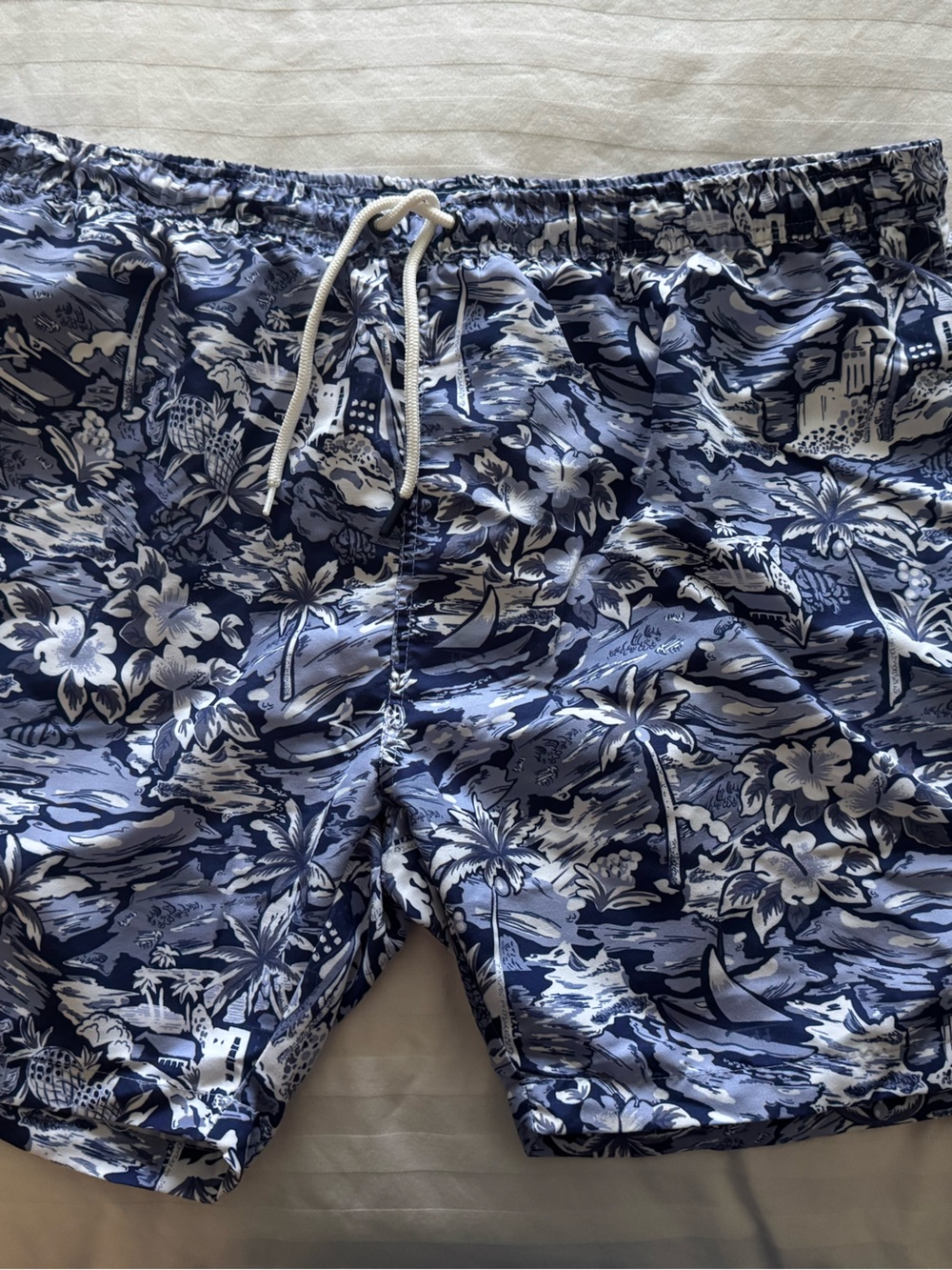 Crown & Ivy (Belk Brand) Men's Blue Tropical Print Swim Shorts 2x